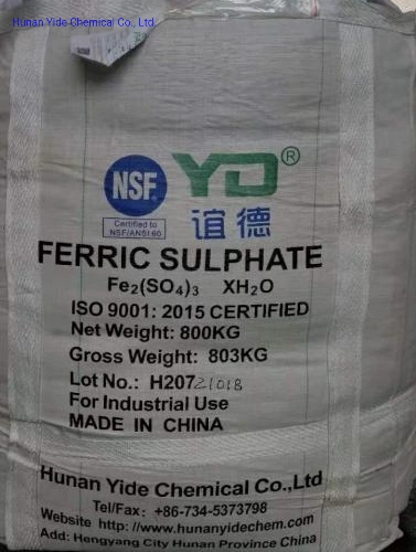 Water Treatment Chemical Sulfato Ferrico Yide Brand Manufacturer with NSF Certification for Fishing Industry